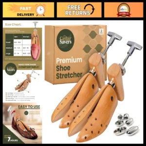 2-Way Wooden Shoe Stretcher for Men & Women, Adjustable Shoe Expander, Width & L