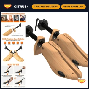 2-Way Wooden Shoe Stretcher for Women, Adjustable Shoe Tree for Wide Feet, Size